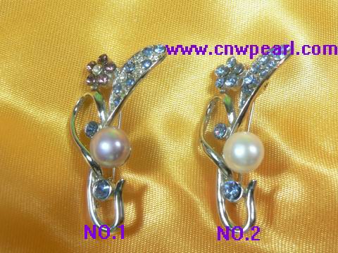 elegant freshwater pearl brooches with 18K GP mountings